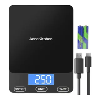 AoraKitchen USB-oplaadbare keukenweegschaal met RVS plateau